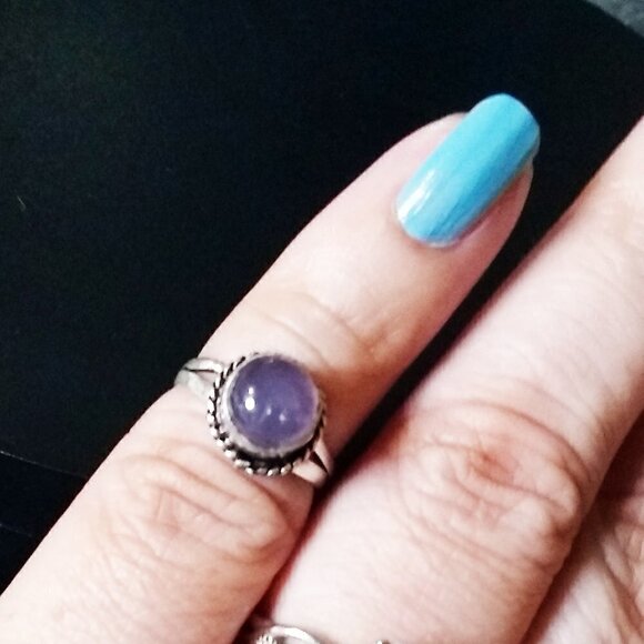 Dainty Artisan Boho - Amethyst Cabochon - Midi Ring - Toe Ring - Child's 3.25 - Picture 1 of 10